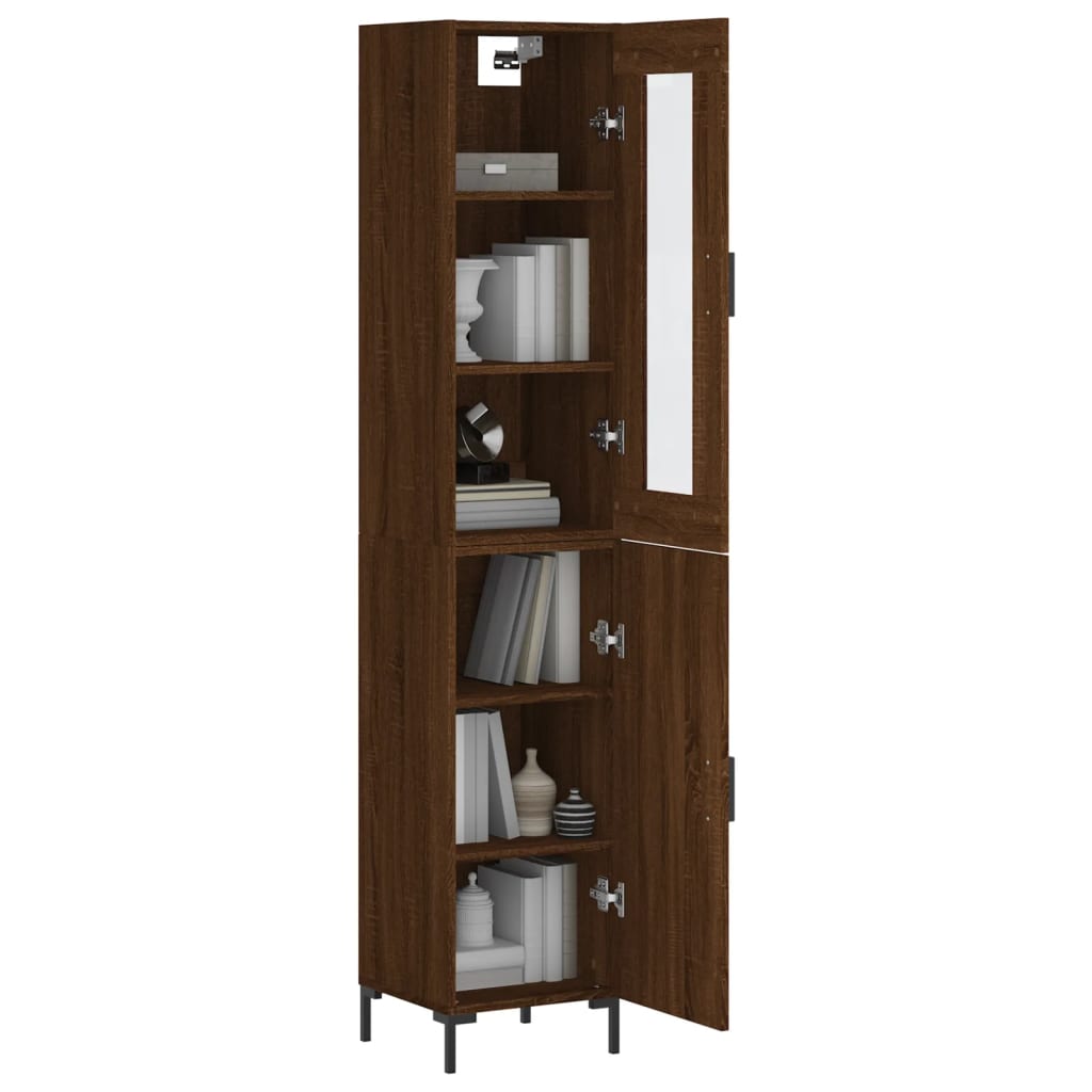 vidaXL Buffet haut Chêne marron 34,5x34x180 cm Bois d'ingénierie