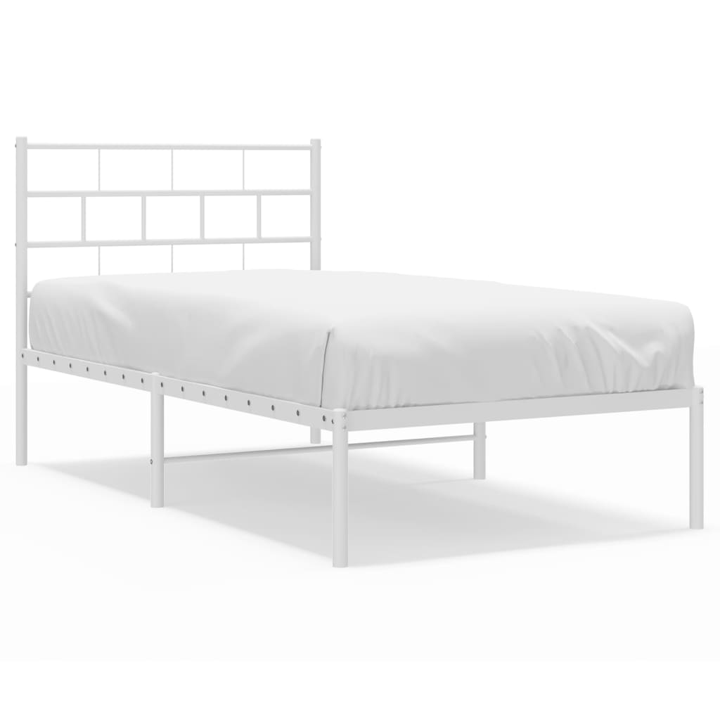 vidaXL Cadre de lit métal sans matelas avec tête de lit blanc 90x200cm