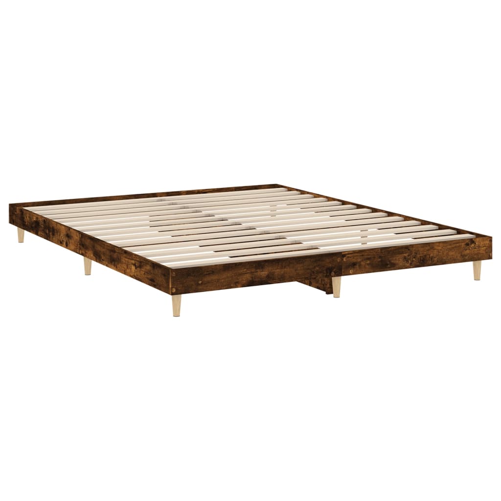 vidaXL Cadre de lit sans matelas chêne fumé 160x200 cm bois ingénierie