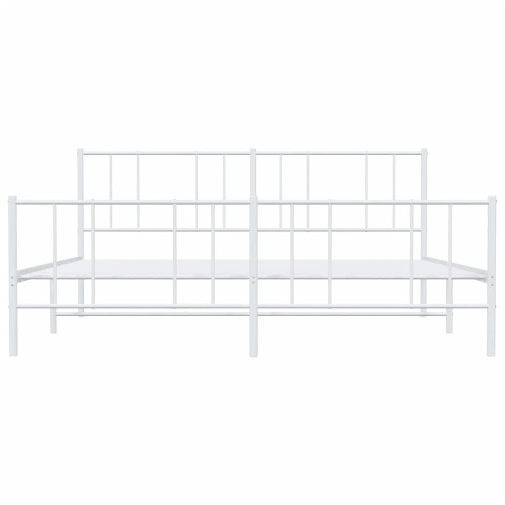 vidaXL Cadre de lit métal sans matelas et pied de lit blanc 200x200 cm