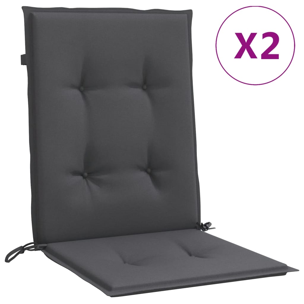 vidaXL Coussins de chaise à dossier bas lot de 2 anthracite mélangé