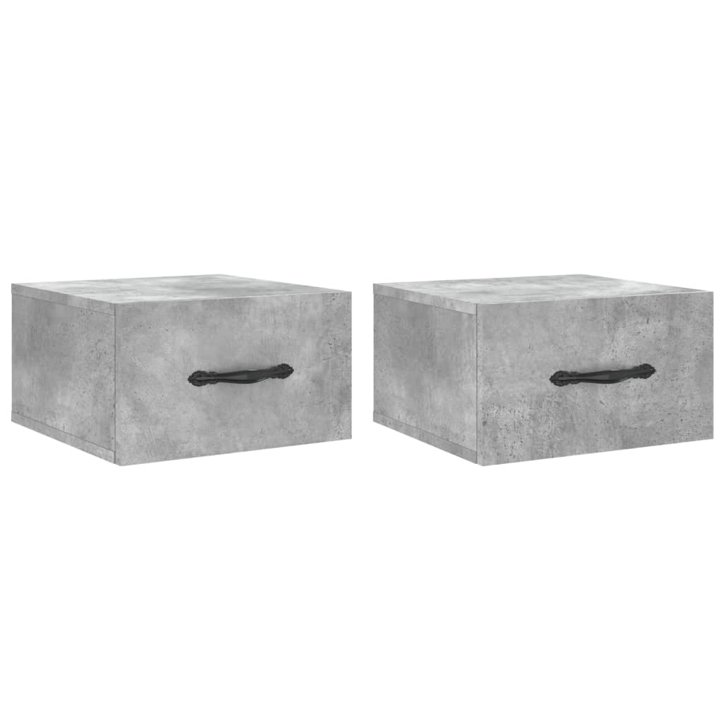 vidaXL Tables de chevet murales 2 pcs gris béton 35x35x20 cm