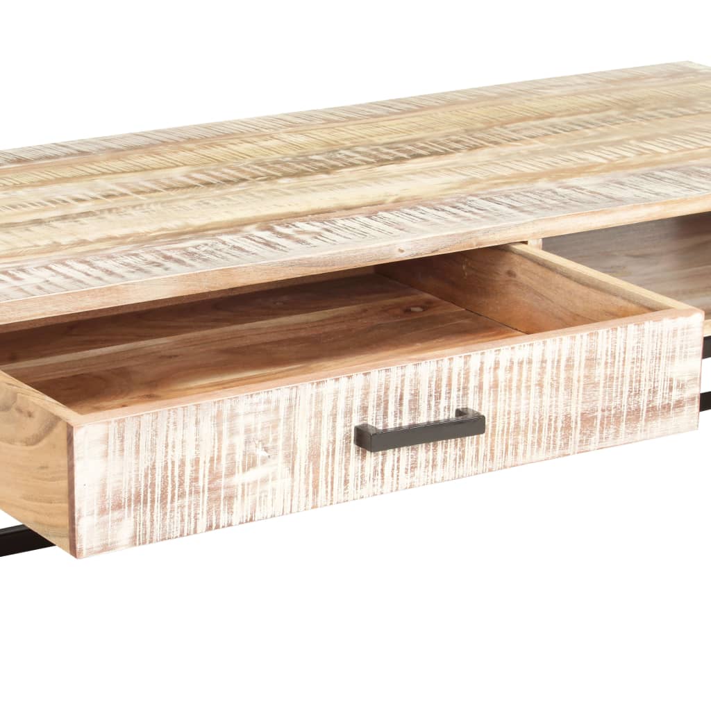 vidaXL Table basse Blanc 117 x 50 x 30 cm Bois d'acacia solide