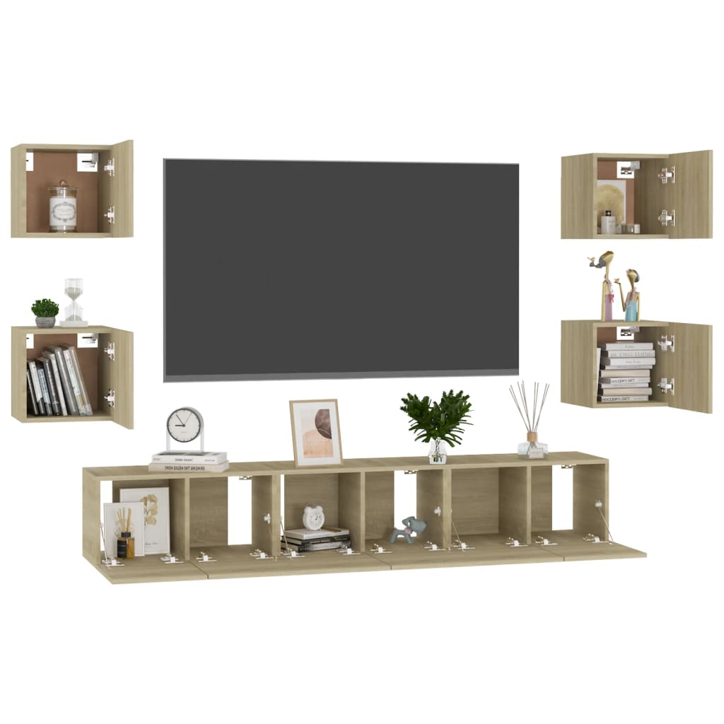 vidaXL Ensemble de meubles TV 7 pcs Chêne sonoma Bois d'ingénierie