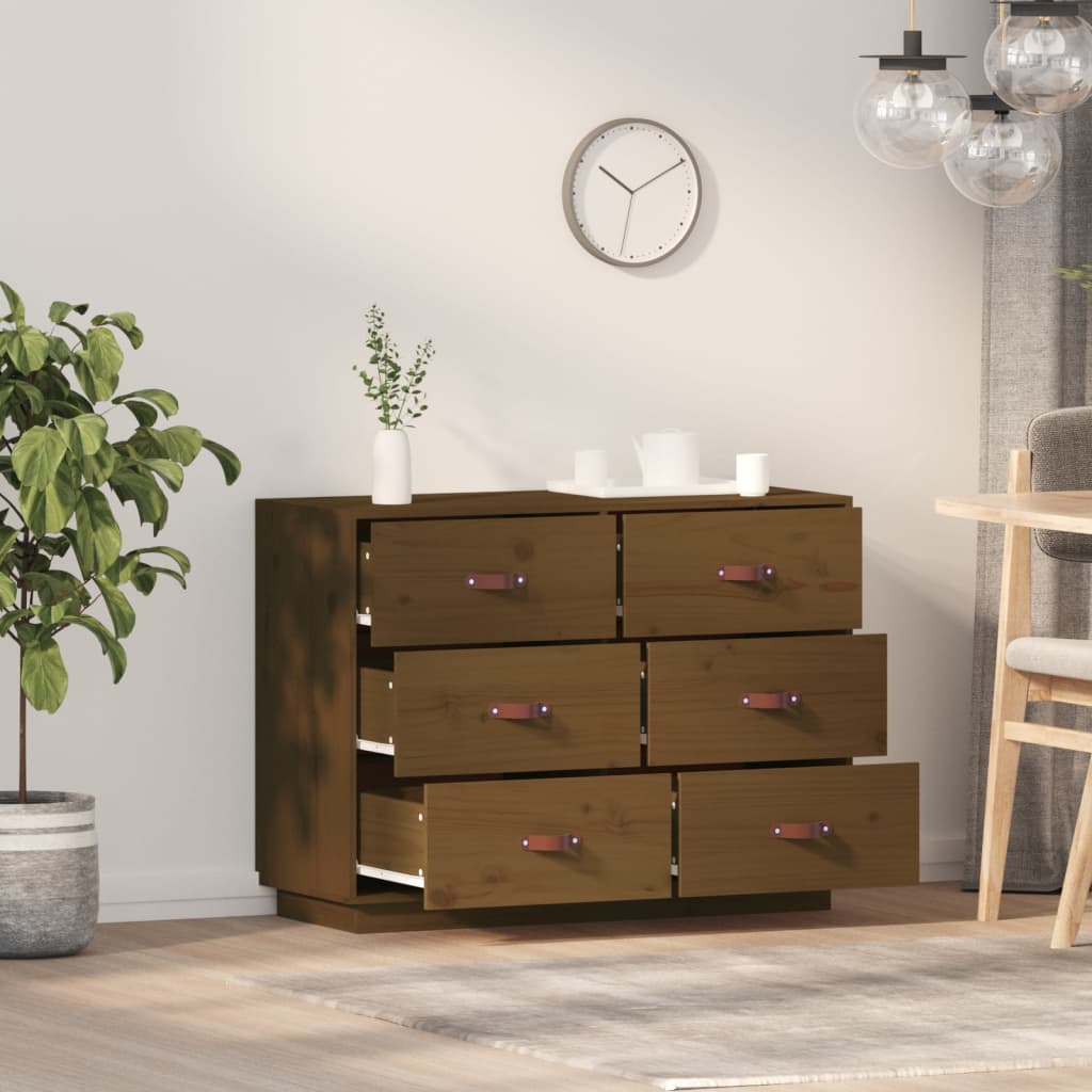 vidaXL Buffet Marron miel 100x40x75 cm Bois massif de pin