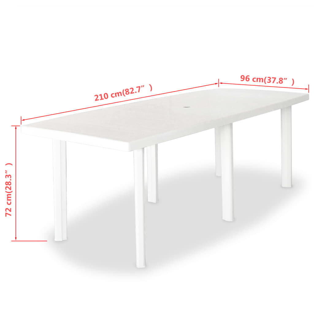 vidaXL Table de jardin Blanc 210 x 96 x 72 cm Plastique