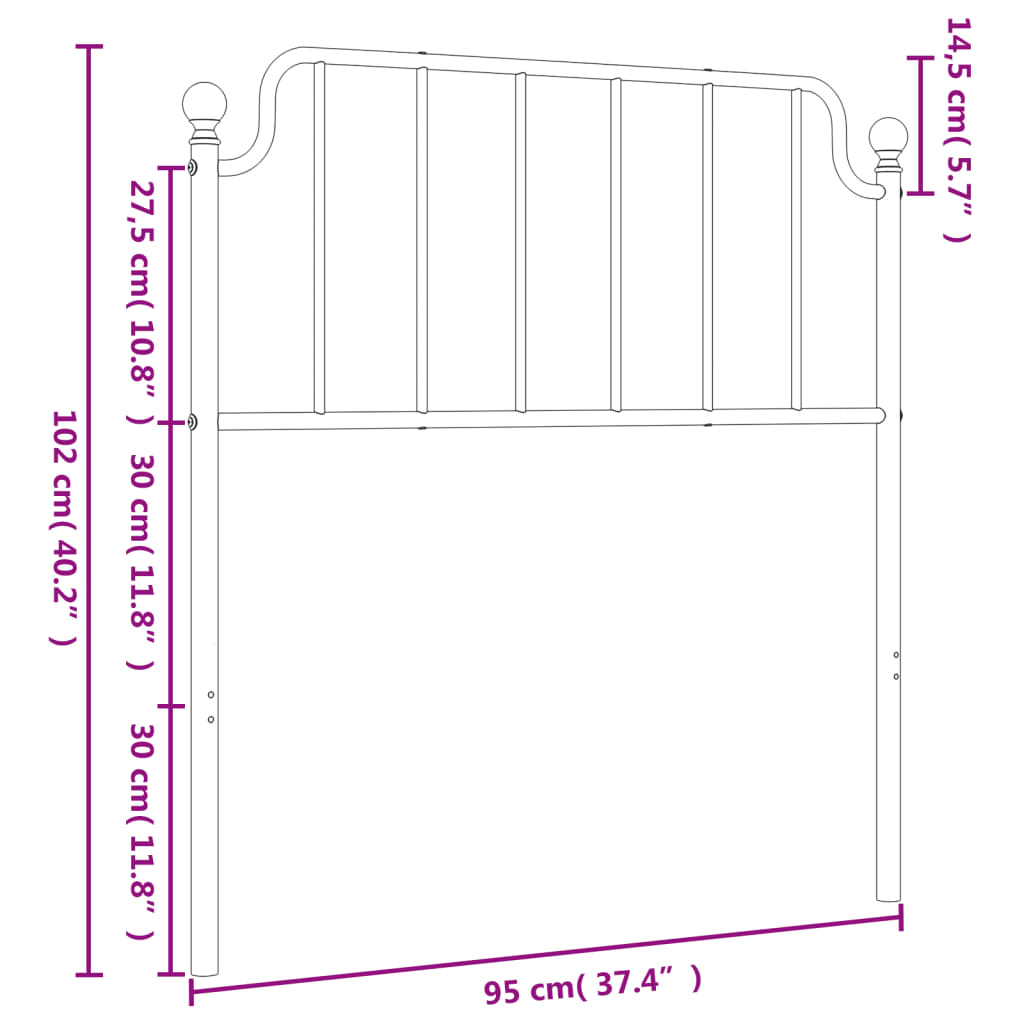 vidaXL Tête de lit métal blanc 90 cm