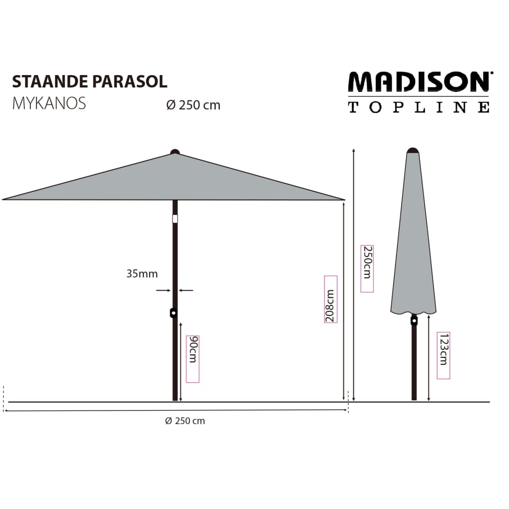 Madison Parasol Mykanos 250 cm écru