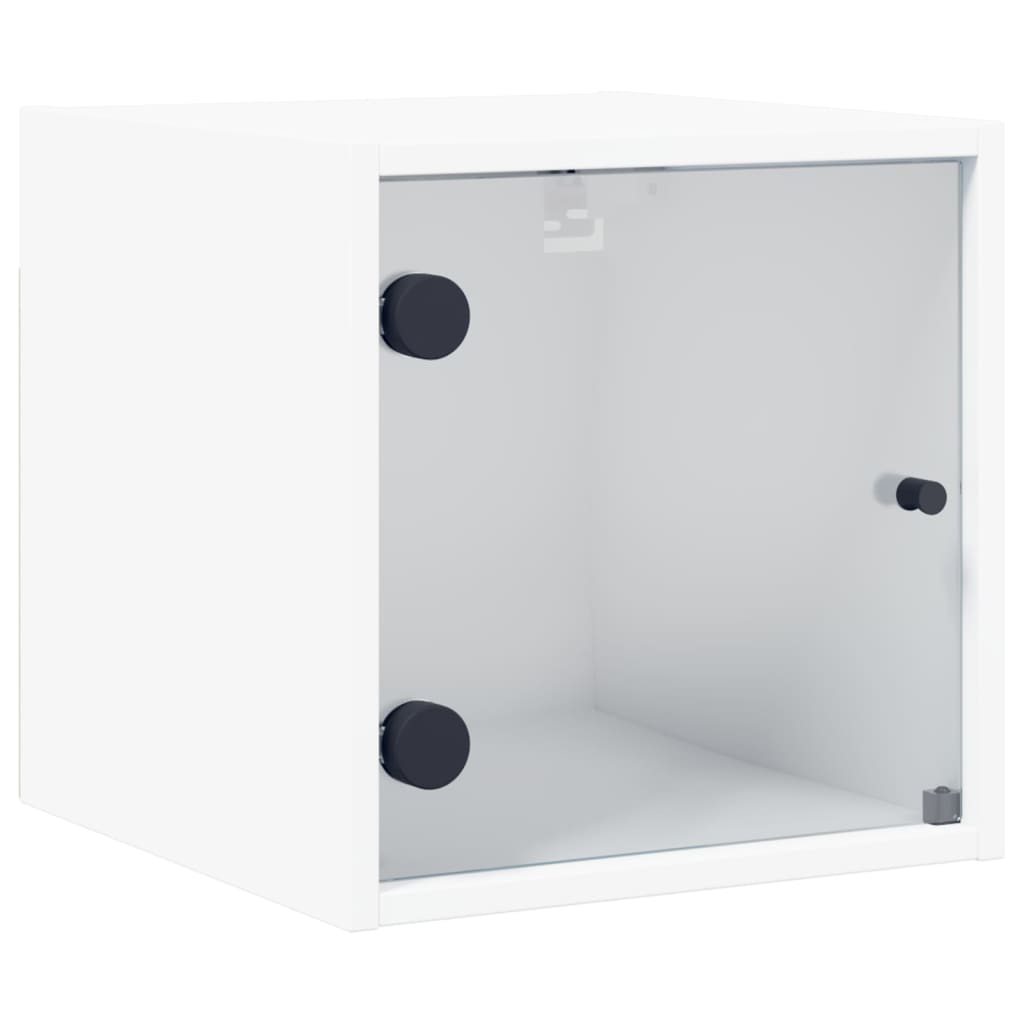 vidaXL Tables de chevet avec portes en verre 2 pcs blanc 35x37x35 cm