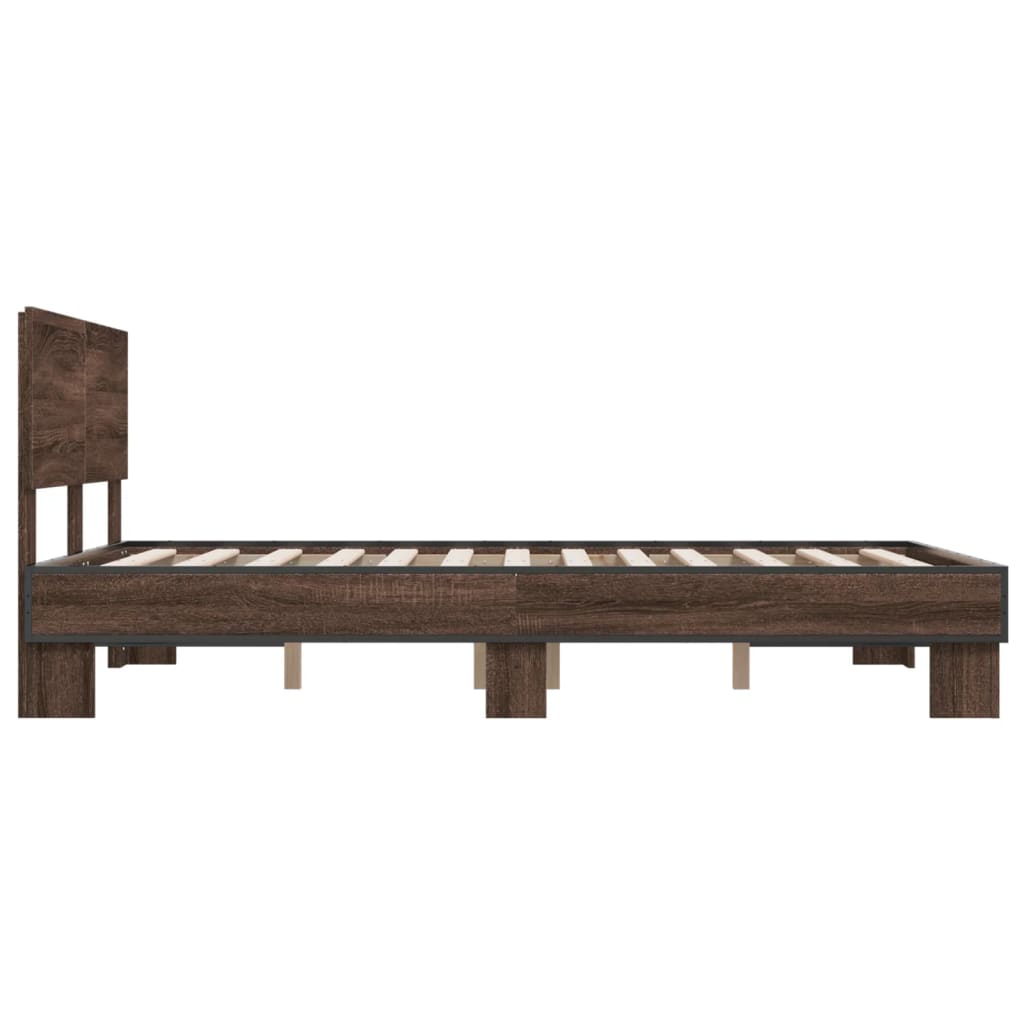 vidaXL Cadre de lit chêne marron 120x200 cm bois d'ingénierie et métal