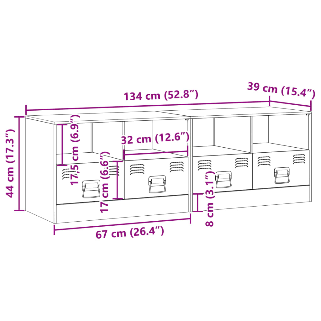 vidaXL Meubles TV 2 pcs jaune moutarde 67x39x44 cm acier