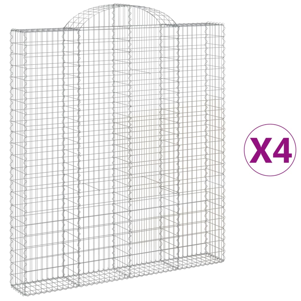 vidaXL Paniers à gabions arqués 4 pcs 200x30x220/240 cm fer galvanisé