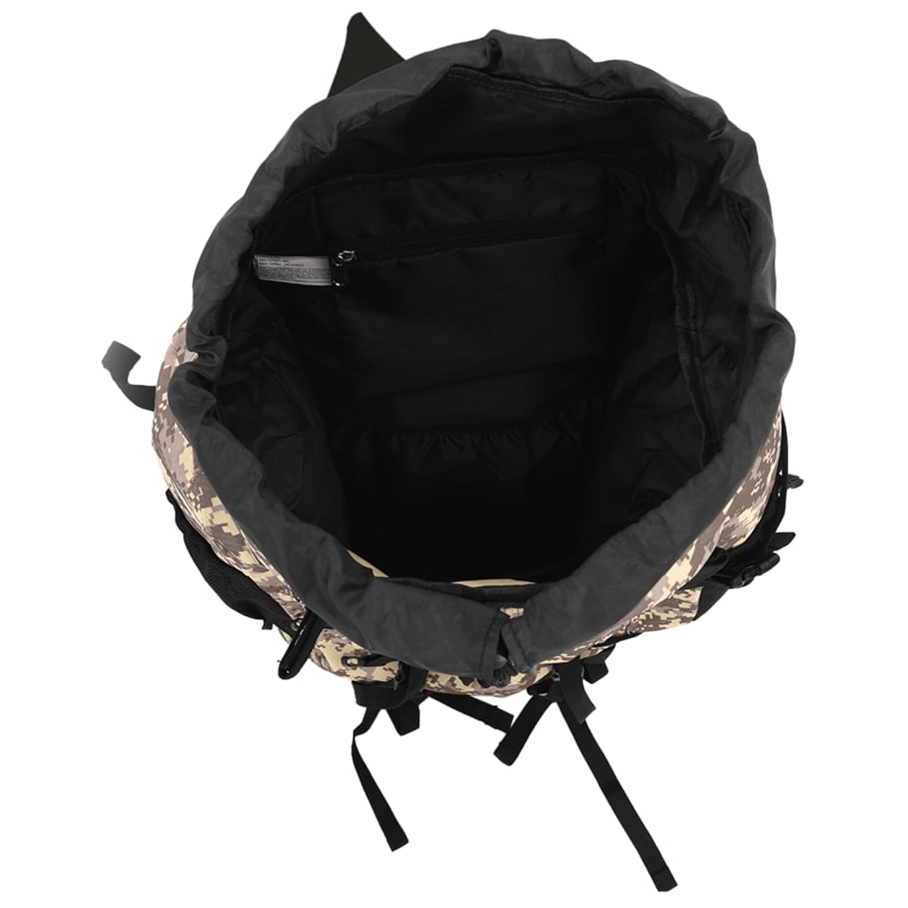 vidaXL Sac à dos de randonnée marron camouflage 60 L tissu oxford