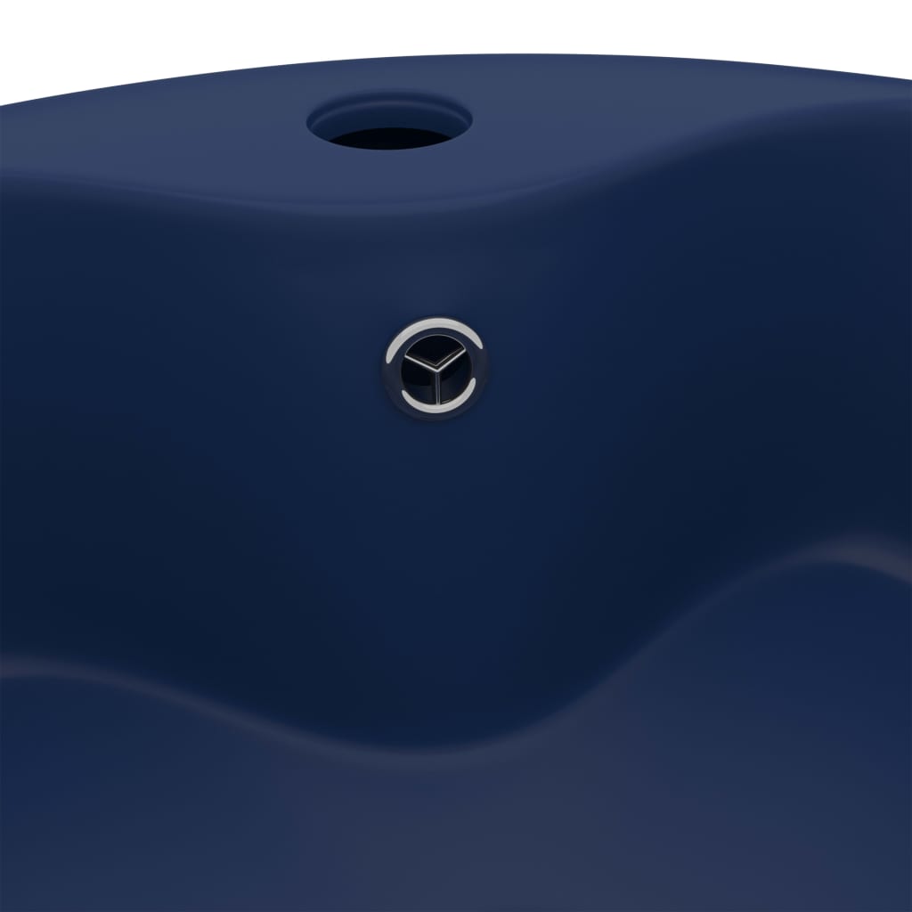 vidaXL Lavabo de luxe avec trop-plein Bleu foncé mat 36x13cm Céramique