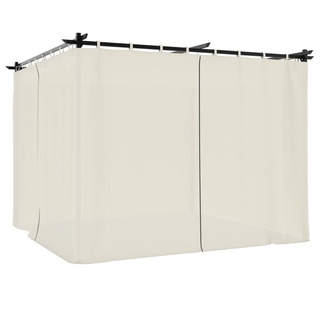 vidaXL Tonnelle avec rideaux crème 3x3 m acier