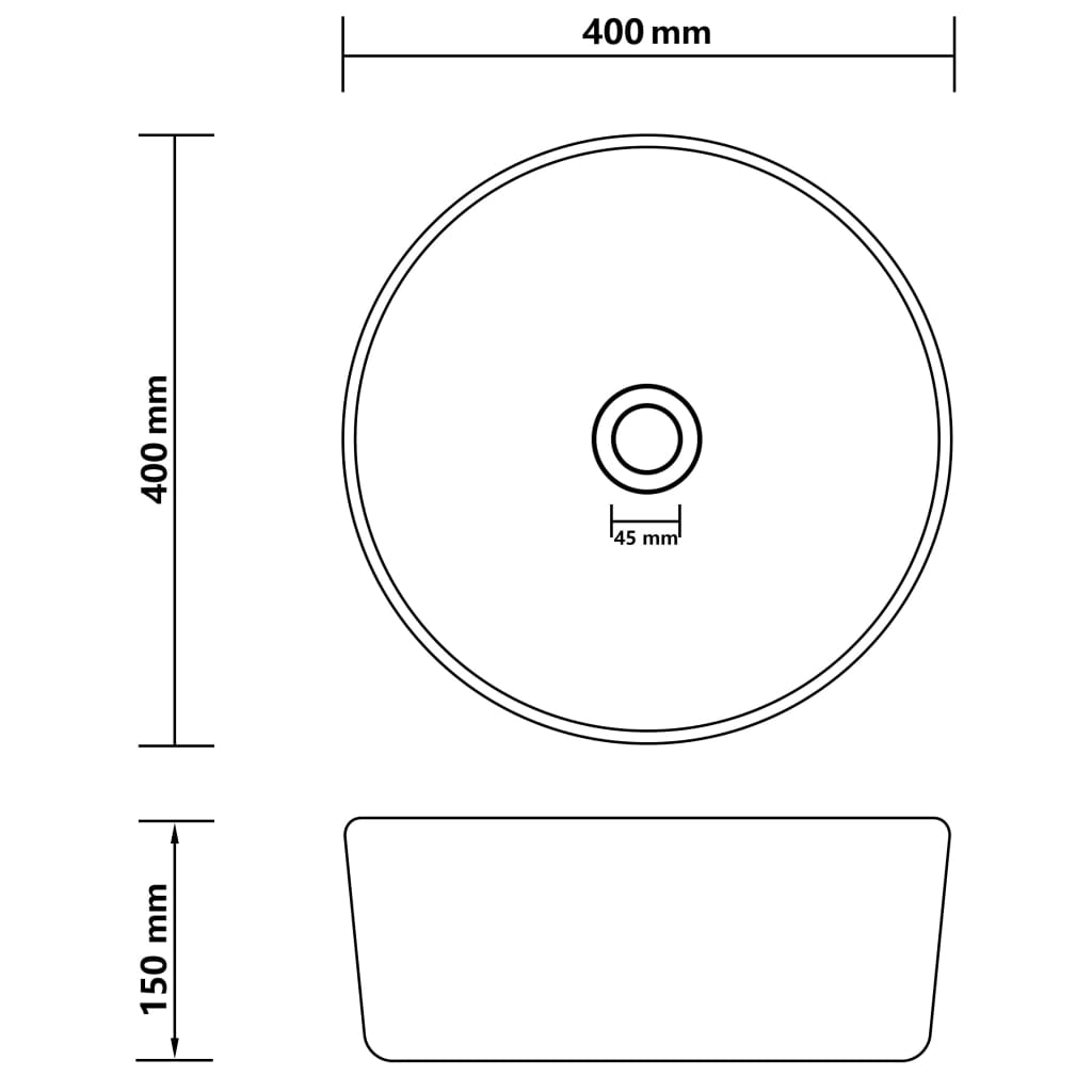 vidaXL Lavabo rond de luxe Bleu clair mat 40x15 cm Céramique