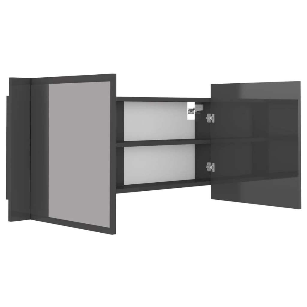 vidaXL Armoire à miroir de bain à LED Gris brillant Acrylique