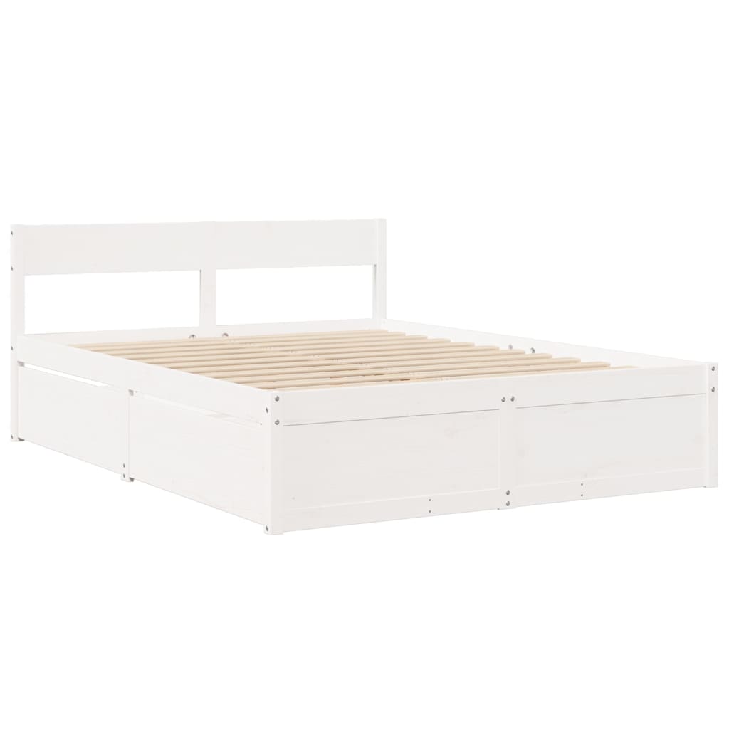 vidaXL Lit avec tiroirs et matelas blanc 160x200 cm bois massif de pin