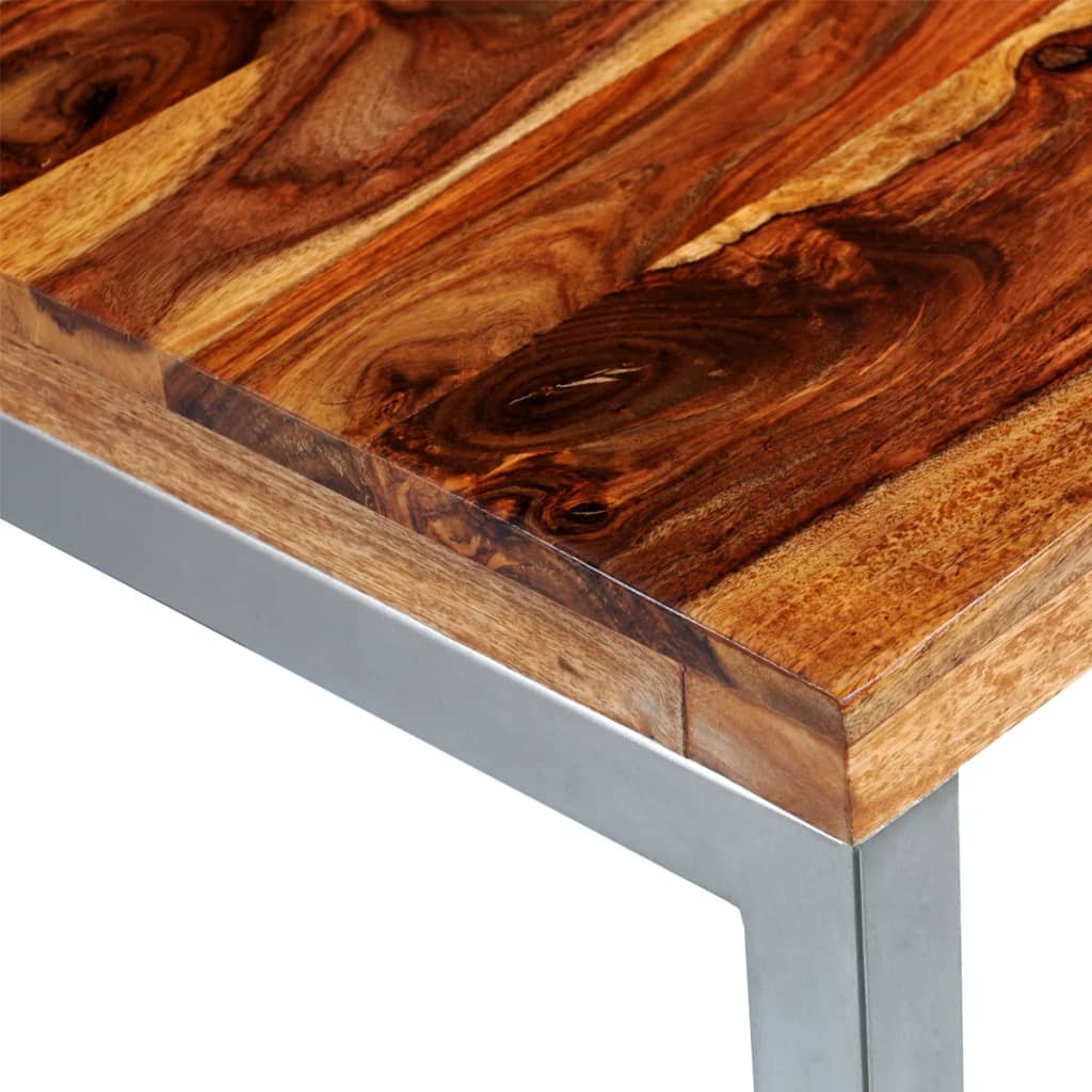 vidaXL Table à manger avec pieds en acier bois massif