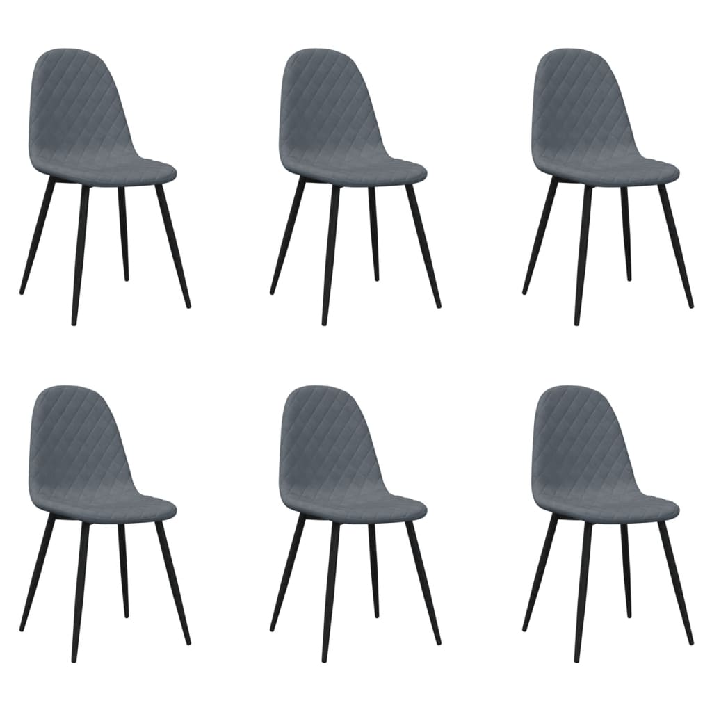 vidaXL Chaises à manger lot de 6 gris foncé velours