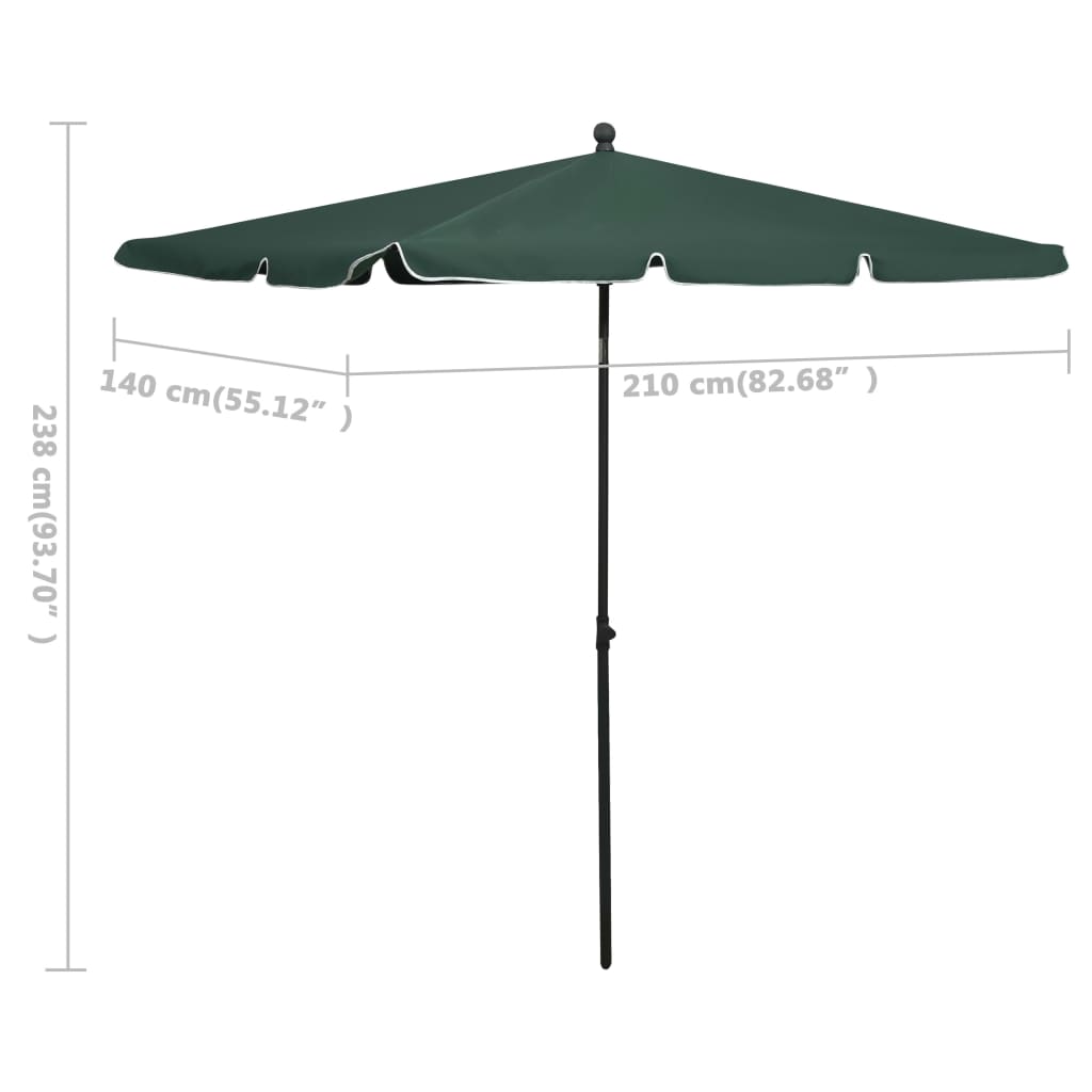 vidaXL Parasol de jardin avec mât 210x140 cm Vert