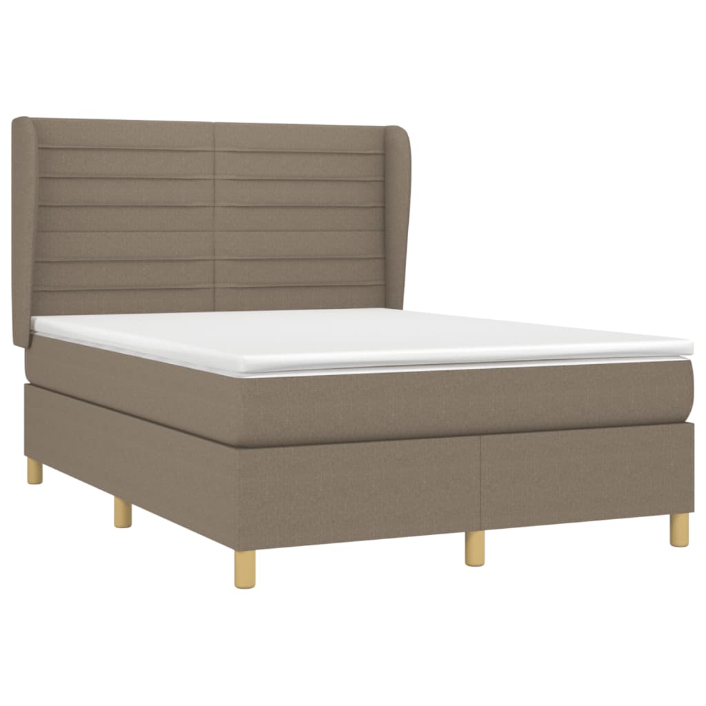 vidaXL Sommier à lattes de lit avec matelas Taupe 140x200 cm Tissu