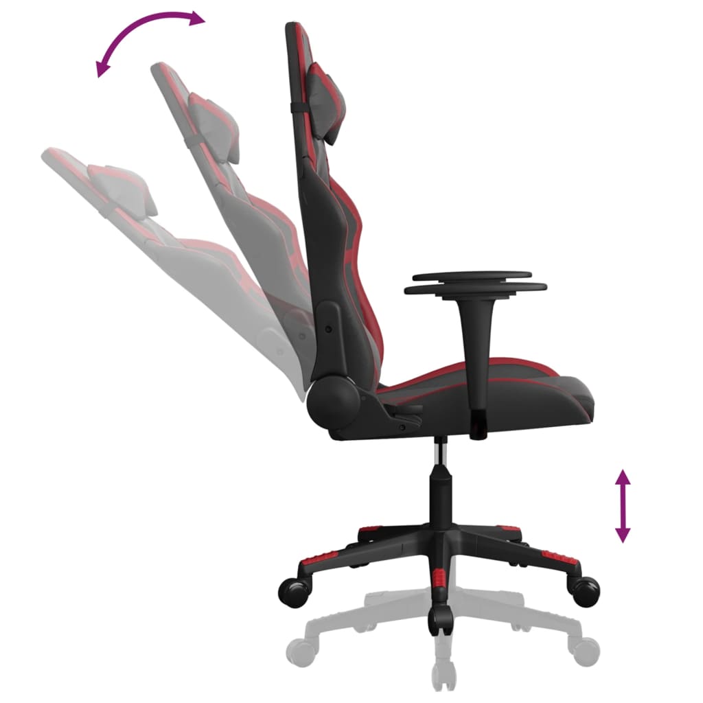 vidaXL Chaise de jeu de massage Noir et rouge bordeaux Similicuir