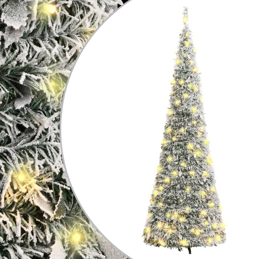 vidaXL Sapin de Noël artificiel escamotable avec neige floquée 200 LED