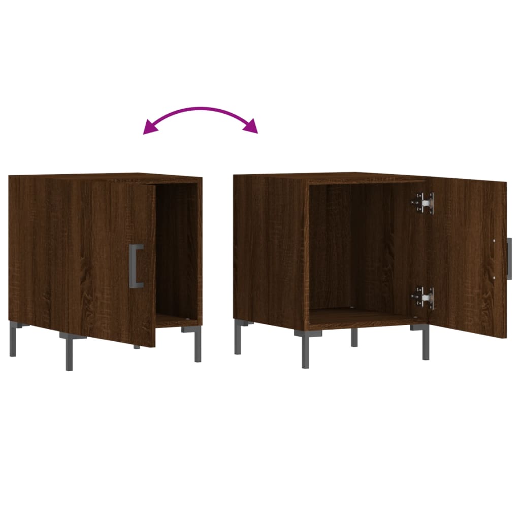 vidaXL Tables de chevet 2pcs chêne marron 40x40x50cm bois d'ingénierie