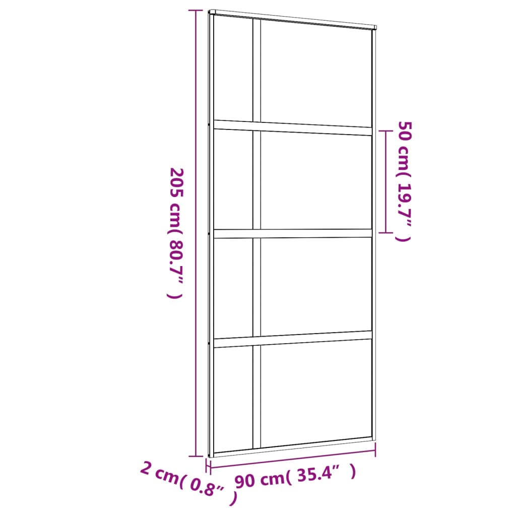 vidaXL Porte coulissante doré 90x205 cm verre ESG clair et aluminium