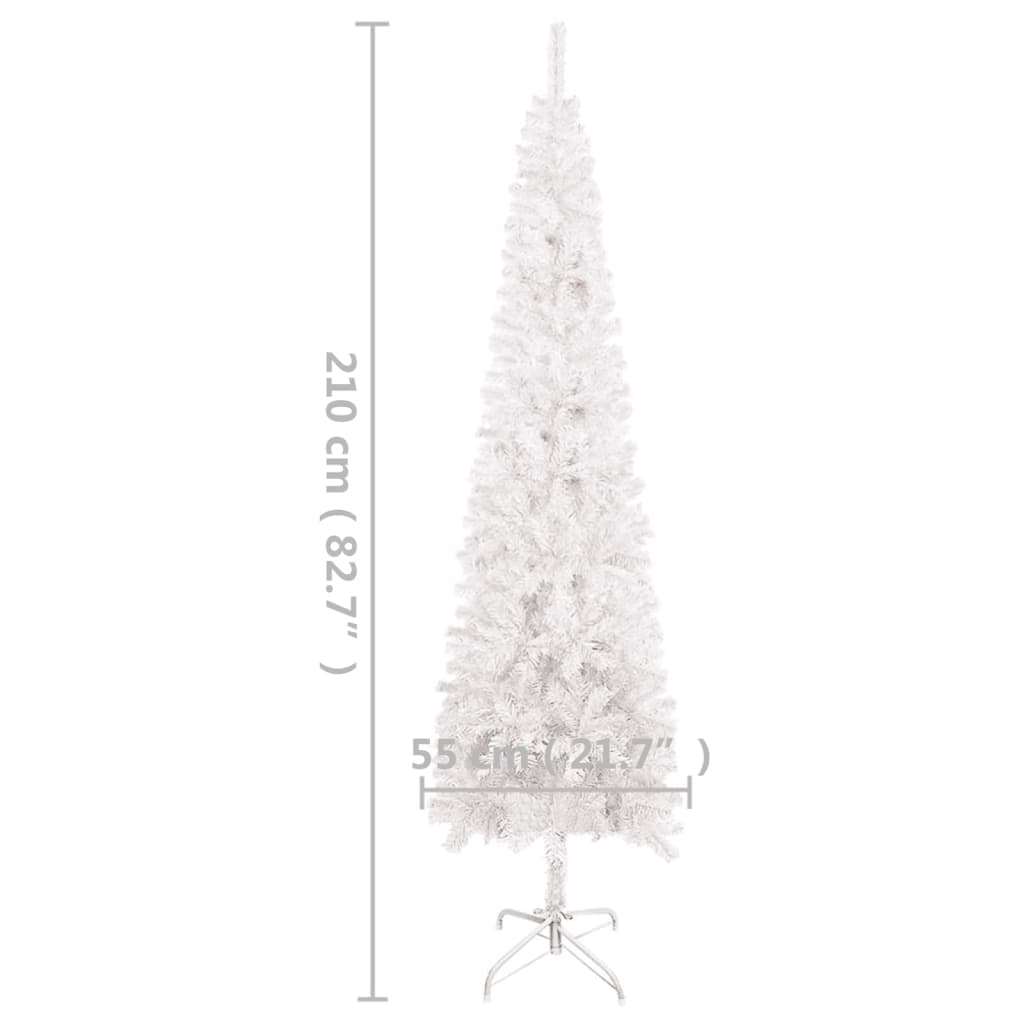 vidaXL Arbre de Noël mince pré-éclairé blanc 210 cm
