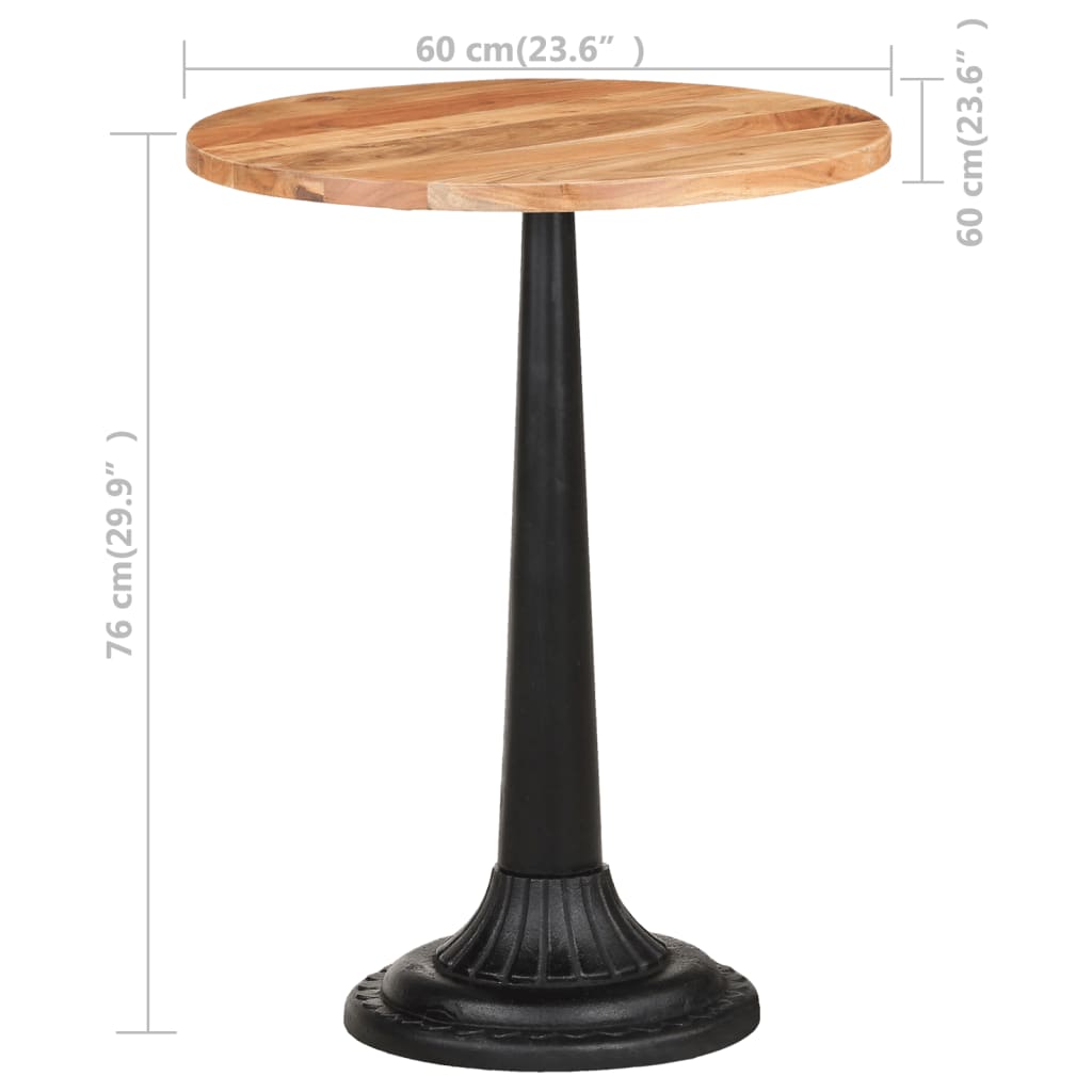 vidaXL Table de bistro Ø60x76 cm Bois d'acacia massif