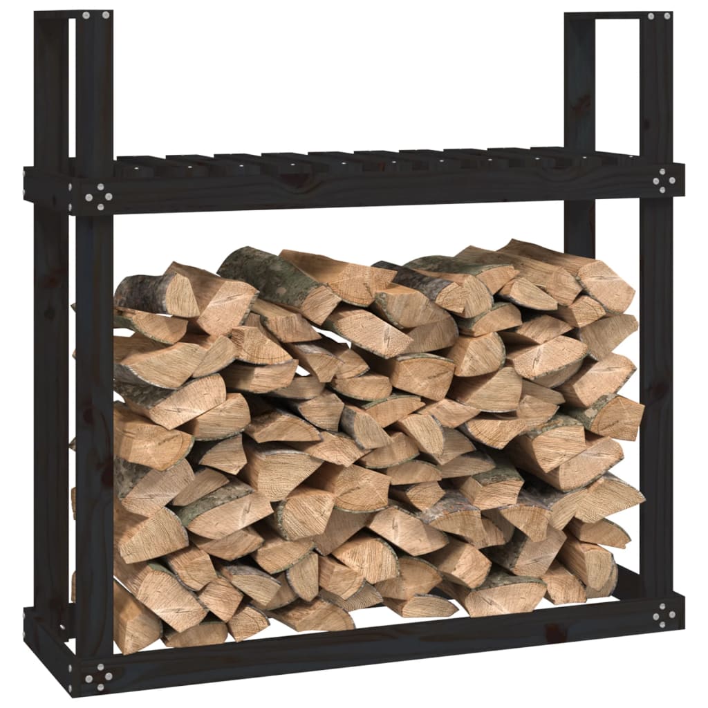vidaXL Support pour bois de chauffage Noir 110x35x108,5 cm Bois de pin