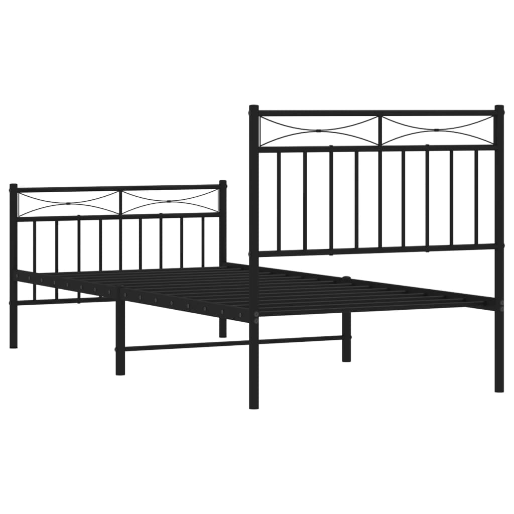 vidaXL Cadre de lit métal sans matelas avec pied de lit noir 90x190 cm