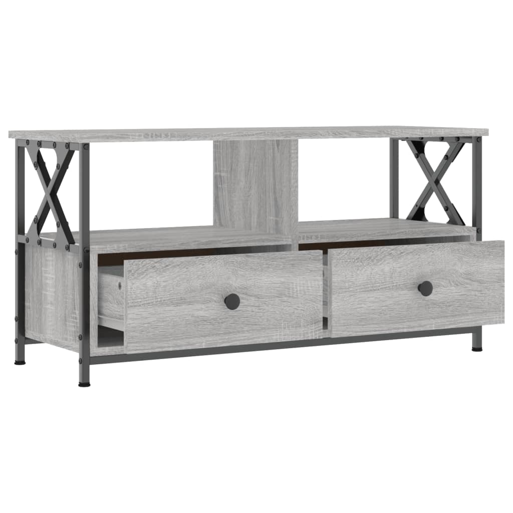 vidaXL Meuble TV sonoma gris 90x33x45 cm bois d'ingénierie et fer