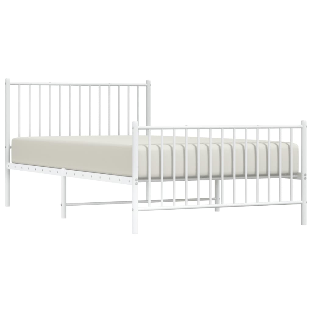 vidaXL Cadre de lit métal sans matelas et pied de lit blanc 107x203 cm