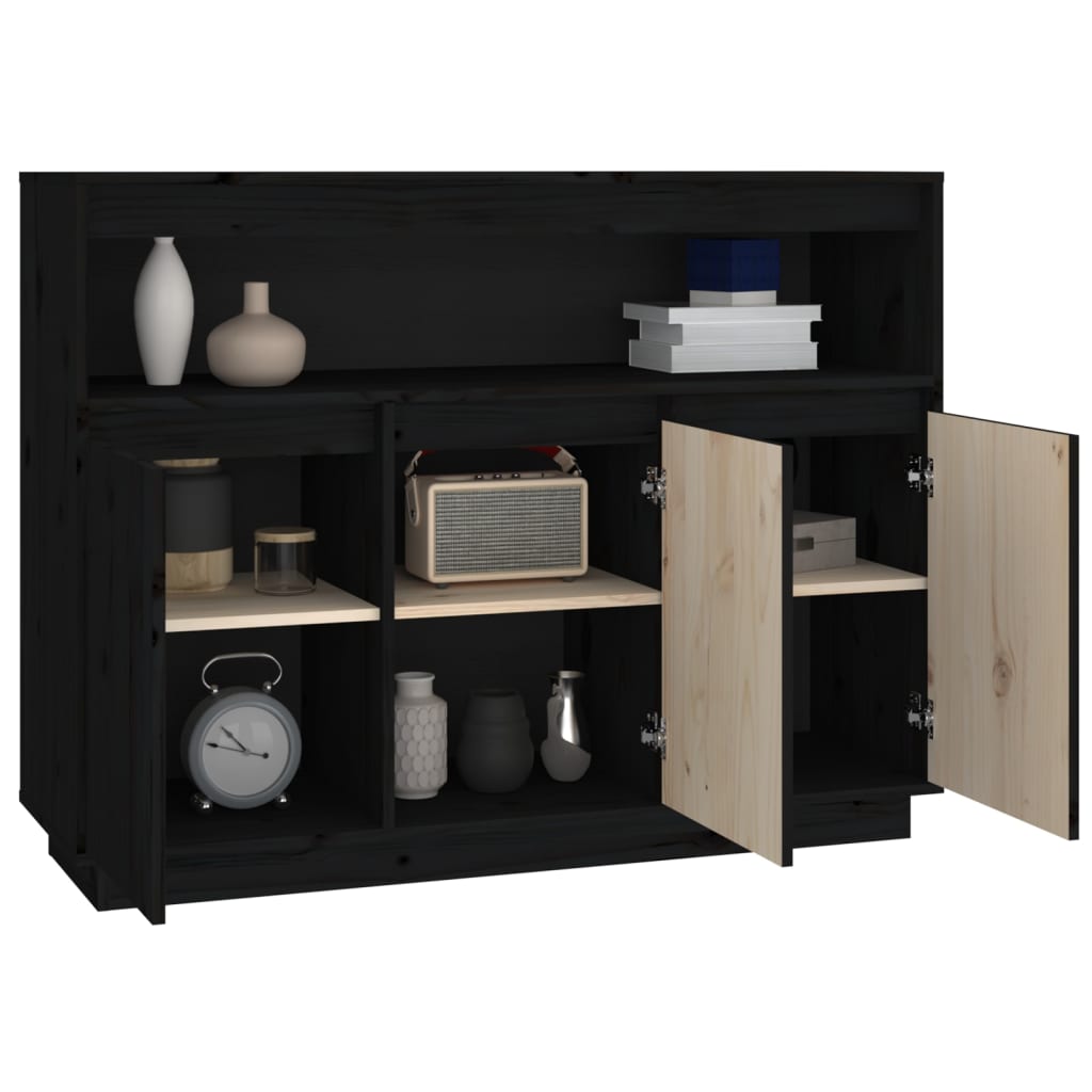 vidaXL Buffet Noir 104,5x34x80 cm Bois massif de pin