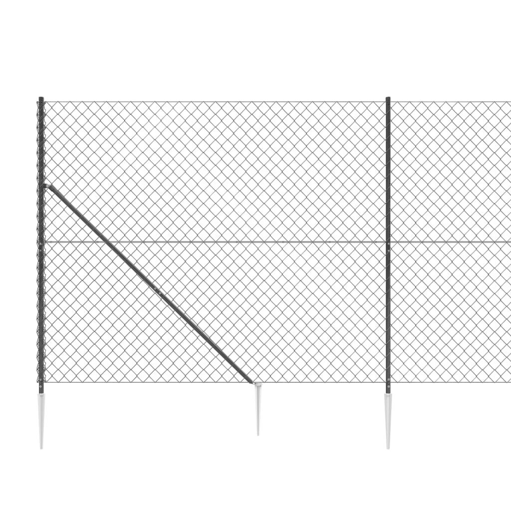 vidaXL Clôture à mailles losangées avec ancrage anthracite 1,4x25 m