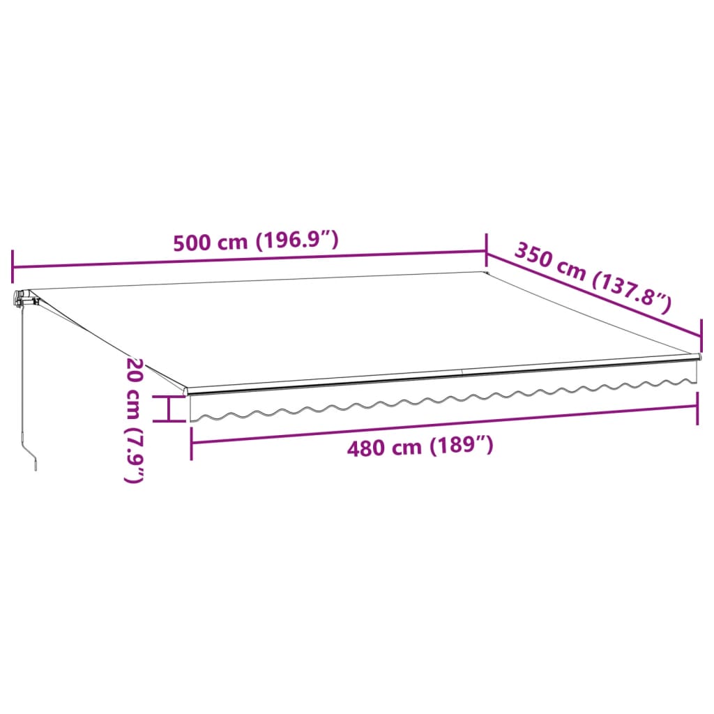 vidaXL Auvent manuel rétractable marron 500x350 cm