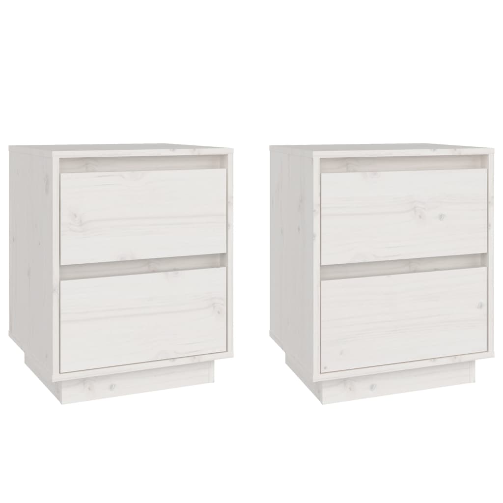 vidaXL Tables de chevet 2 pcs Blanc 40x35x50 cm Bois de pin solide