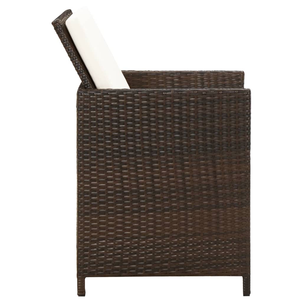 vidaXL Chaises à manger de jardin avec coussins lot de 4 marron rotin