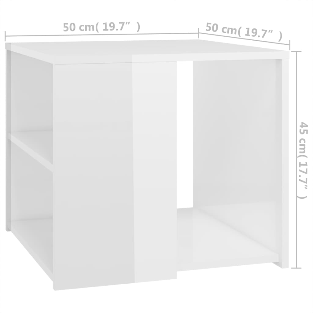 vidaXL Table d'appoint Blanc brillant 50x50x45 cm Aggloméré