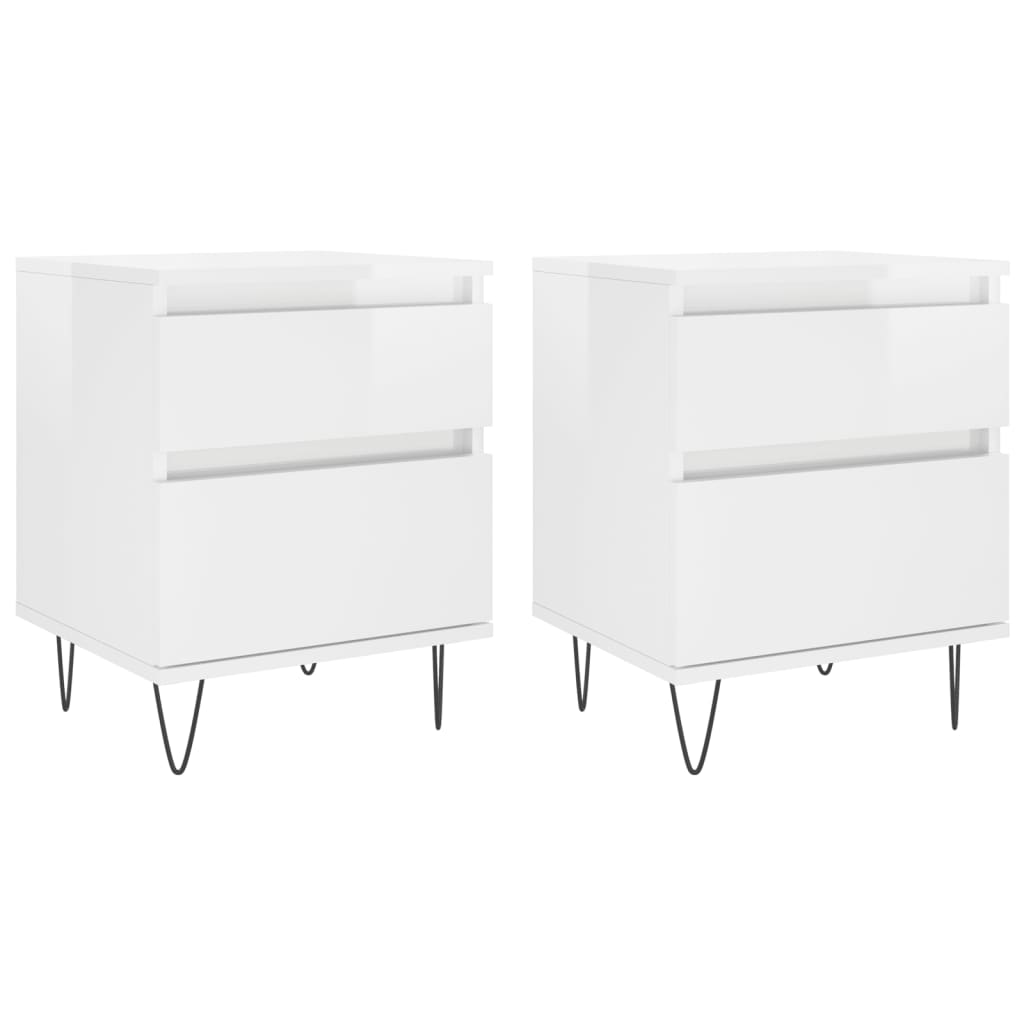 vidaXL Tables de chevet 2 pcs blanc brillant 40x35x50 cm