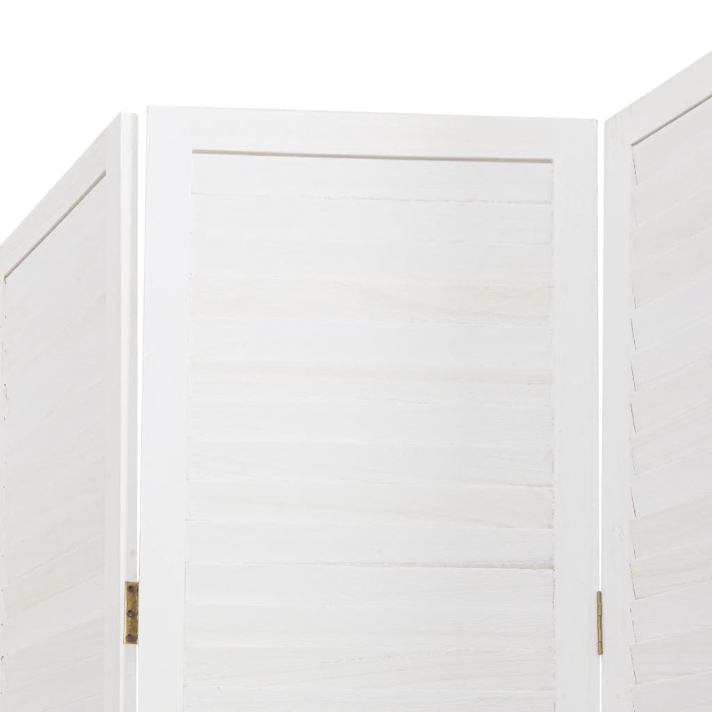 vidaXL Cloison de séparation 3 panneaux blanc bois de paulownia massif