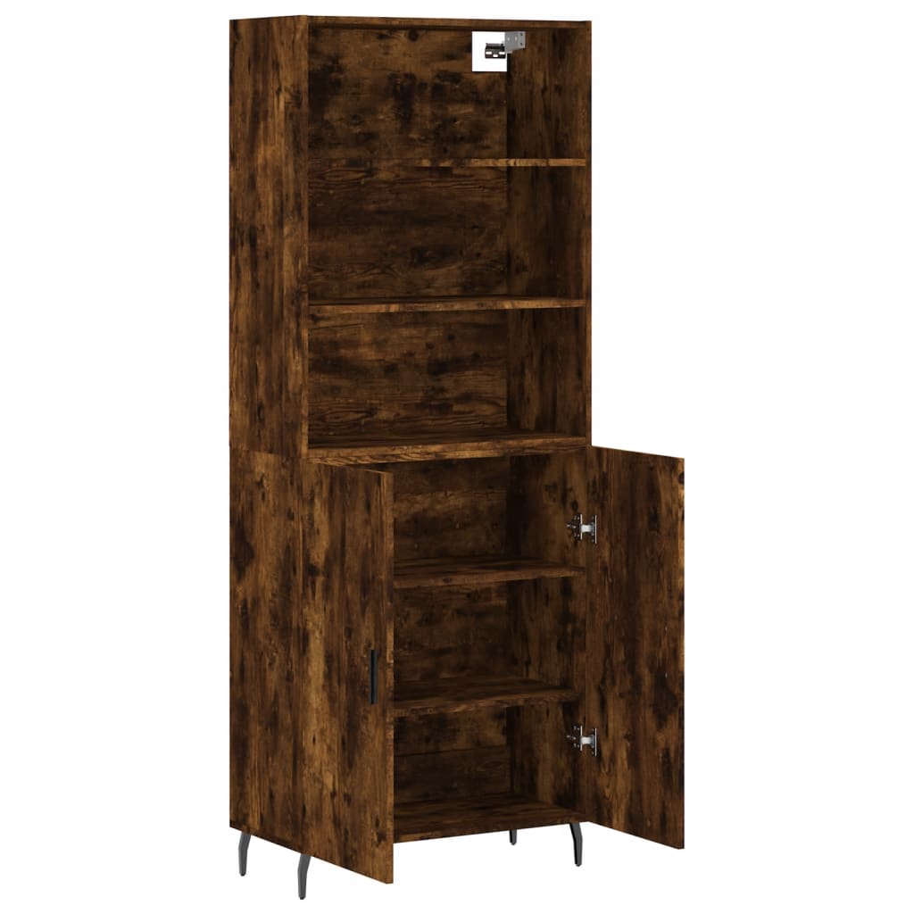 vidaXL Buffet haut Chêne fumé 69,5x34x180 cm Bois d'ingénierie