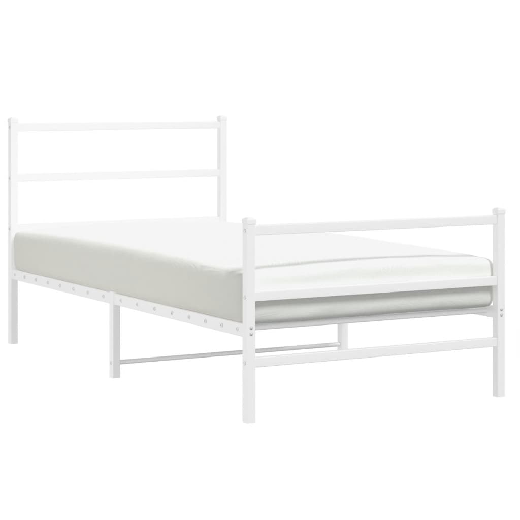 vidaXL Cadre de lit métal sans matelas et pied de lit blanc 100x200 cm