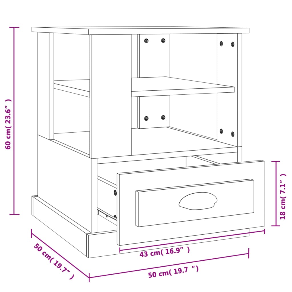 vidaXL Table d'appoint sonoma gris 50x50x60 cm bois d'ingénierie