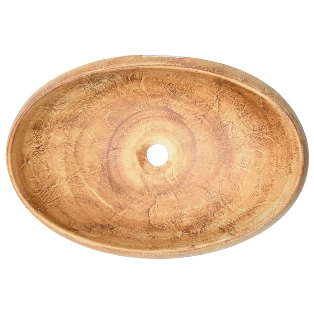 vidaXL Vasque à poser marron ovale 59x40x15 cm céramique