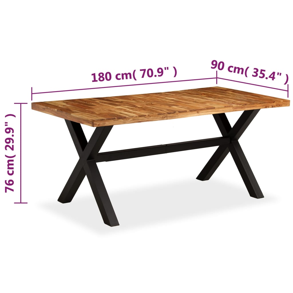 vidaXL Table à manger Bois d'acacia massif et manguier 180x90x76 cm