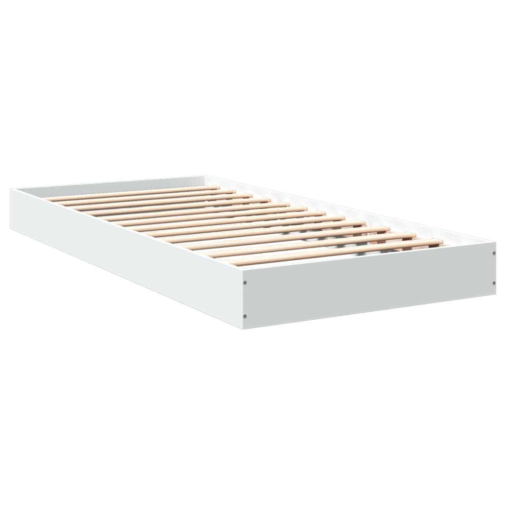 vidaXL Cadre de lit sans matelas blanc 75x190 cm bois d'ingénierie